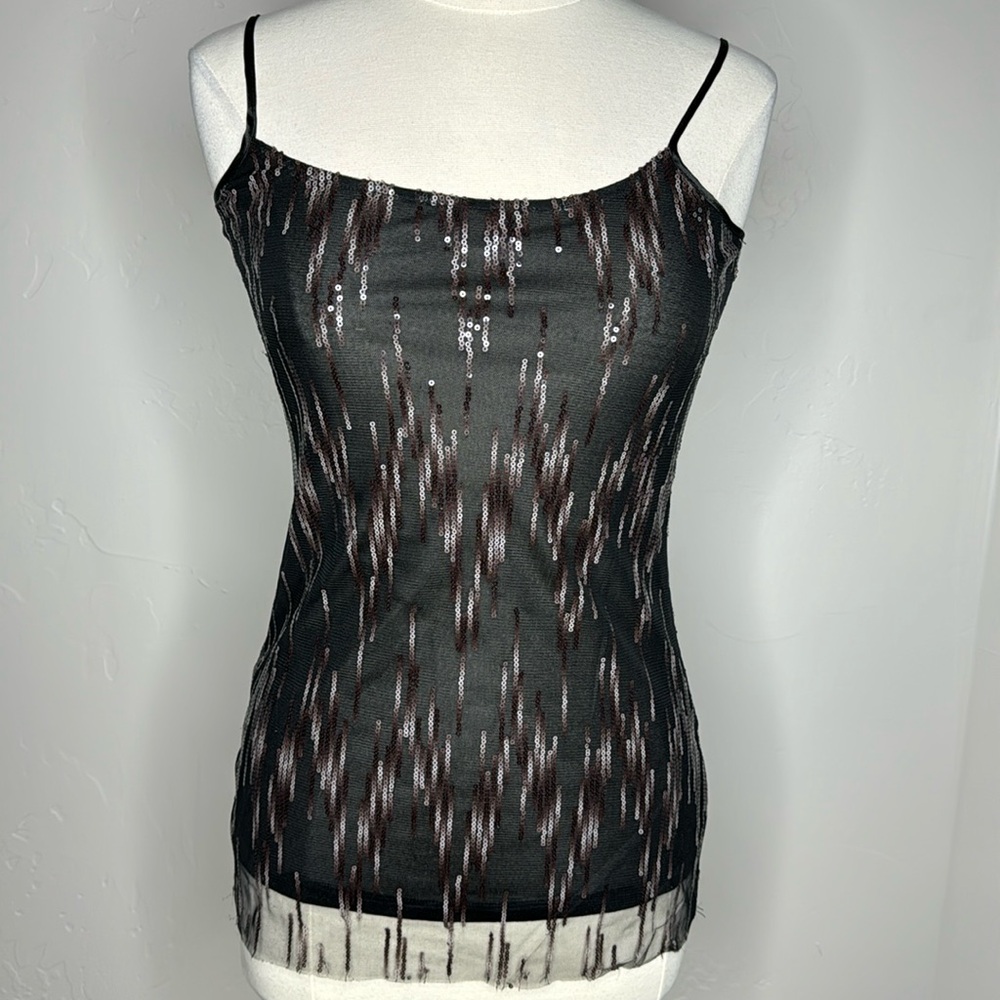 BKE Boutique cami Mesh with Sequins Size Small